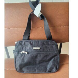 Baggallini Double Zip Medium Black Crossbody Bag Leopard Print NWT